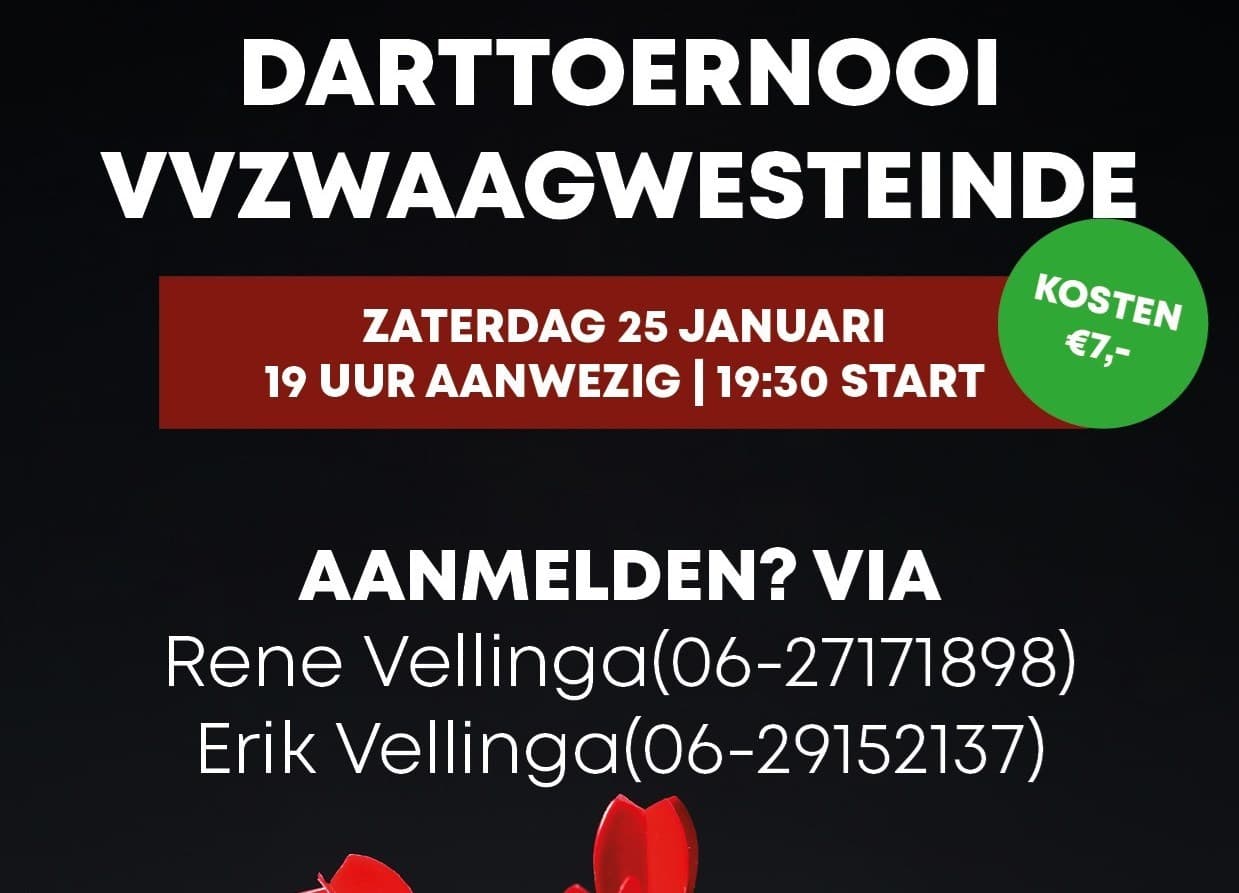 Darttoernooi Zaterdag 25 januari